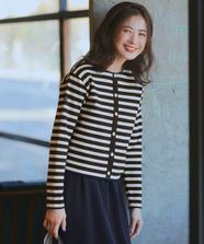 【オンワード】 23区>トップス 【CanCam４月号掲載/洗える】Armor-lux スムース バックボタン ボーダー カットソー ブラック×ベージュ 40 レディース