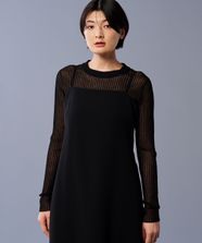 【オンワード】 uncrave>トップス 【手洗い可】シアー リブ クルーネック ニット（uncrave STANDARD） ブラック 2 レディース