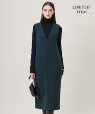 【オンワード】 ICB>ワンピース 【WEB限定・洗える】 コンパクトダブルフェイス ジャンパースカート ミッドグリーン XS レディース
