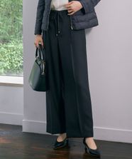【オンワード】 自由区>パンツ 【洗える】ツイステッドダブルクロスワイドストレート パンツ ネイビー 40 レディース