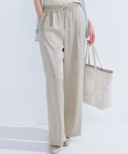 【オンワード】 23区 L（大きいサイズ）>パンツ 【撥水加工/洗える】スムースサテン タック ワイド パンツ ベージュ 50 レディース