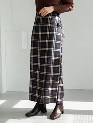 【fifth/フィフス】サイドベルトチェックロングスカート