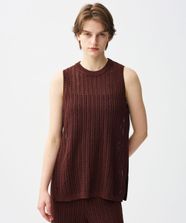 【オンワード】 uncrave>トップス シースルーケーブルニット ノースリーブトップス ブラウン F レディース