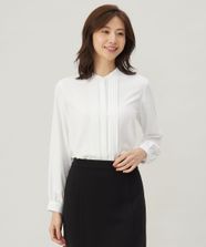【オンワード】 J.PRESS LADIES S（小さいサイズ）>トップス 【洗える】ヌーディスバックサテン タックプリーツ ブラウス ホワイト P5 レディース