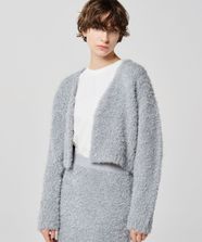 【オンワード】 uncrave>トップス 【手洗い可】ヘアリー ラメ ニット ショート カーディガン（uncrave WHITE） シルバー 2 レディース