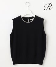 【オンワード】 23区>トップス 【R(アール)】ウールカシミヤ パールトリム ノースリーブニット ブラック 38 レディース