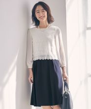 【オンワード】 any SiS>ワンピース 【洗える】レースコンビバックサテン ワンピース ネイビー 2 レディース