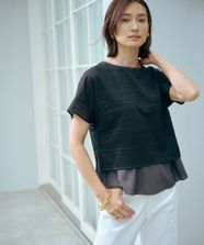 【オンワード】 J.PRESS LADIES>トップス 【WEB限定カラーあり・洗える】レースドッキング カットソー ブラック L レディース