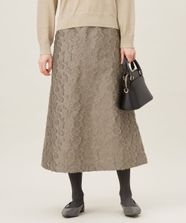 【オンワード】 自由区>スカート 【カタログ掲載・洗える】フラワーカットジャガード スカート ベージュ 38 レディース