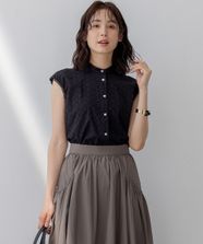 【オンワード】 組曲 L（大きいサイズ）>トップス エンブロイダリーレースノースリーブ ブラウス ブラック 7 レディース