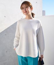 【オンワード】 UNFILO>トップス 【洗える】ラメリンクス ラウンドテールニット オフ M レディース