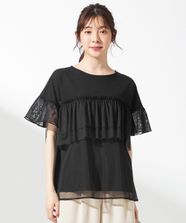 【オンワード】 any SiS>トップス 【洗える】チュール重ね プルオーバー ブラック 2 レディース