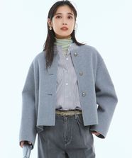 【オンワード】 23区 L（大きいサイズ）>ジャケット/アウター ウールリバー ノーカラーコート ライトグレー 46 レディース