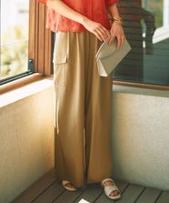 【オンワード】 自由区>パンツ 【カタログ掲載・接触冷感・UVカット・洗える】デニムライクボトムフレアワイド パンツ ベージュ 38 レディース