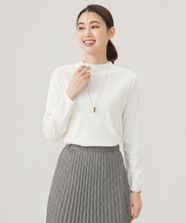 【オンワード】 J.PRESS LADIES>トップス 針抜きフライス リブ ボトルネック カットソー ホワイト M レディース