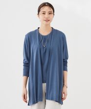 【オンワード】 J.PRESS LADIES S（小さいサイズ）>トップス セルロースジャージー ロング カーディガン ダルブルー S レディース