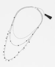 【オンワード】 自由区>アクセサリー 【カタログ掲載】ストーンミックスフリンジ2WAY ネックレス シルバー F レディース