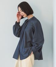 【オンワード】 UNFILO>トップス シャンブレーデニム ギャザーブラウス インディゴ L レディース