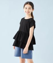 【オンワード】 UNFILO>トップス 【110-150cm】アソート デザインTシャツ ブラック[ティアード] 120 キッズ