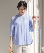 【オンワード】 J.PRESS LADIES>トップス 【WEB限定カラーあり・洗える】Sheer Vis リネン バンドカラー ブラウス サックス 11 レディース