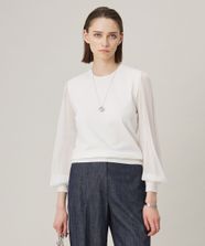 【オンワード】 ICB L（大きいサイズ）>トップス 【洗える】クロスコンビ シアースリーブニット オフホワイト XL レディース