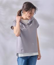 【オンワード】 any FAM>トップス 【洗濯機可】ダンボールフレンチスリーブ パーカー ライトグレー F レディース