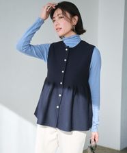 【オンワード】 UNFILO>トップス 【新色追加/洗える】コットンカシミヤ タートルネックカットソー スモーキーブルー M レディース