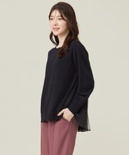 【オンワード】 any SiS S（小さいサイズ）>トップス 【WEB・一部店舗限定】バックチュールコンビ ニット ブラック 0 レディース