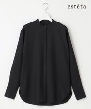【オンワード】 23区>トップス 【エステータ】ウールツイル バンドカラーシャツ ブラック 4 レディース