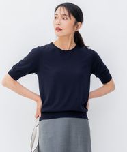 【オンワード】 23区>トップス 【洗える/アンサンブル対応】サステナブルウール 半袖 ニット ネイビー 38 レディース