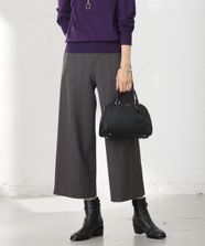 【オンワード】 J.PRESS LADIES S（小さいサイズ）>パンツ 【洗える】T/Rアルガンシルク チェック ワイド パンツ ブラウン P5 レディース