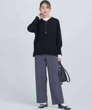 【オンワード】 組曲>パンツ 【WEB限定】ベーシックダブルクロス ワイドストレートパンツ チャコールグレー 2 レディース