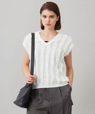【オンワード】 ICB>トップス 【先行予約・洗える】カットジャガード Vネックニット オフホワイト XS レディース