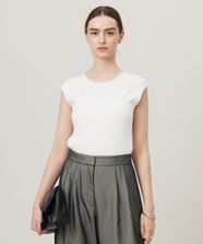 【オンワード】 ICB L（大きいサイズ）>トップス 【一部追加予約・洗える】オーガニックコットンリブ ノースリーブニット オフホワイト L レディース