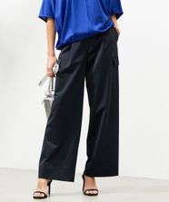【オンワード】 ICB>パンツ 【UVカット・吸水速乾・洗える】シェルタリングドライサテン ワイドストレートカーゴパンツ ブラック 2 レディース