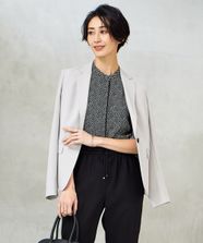 【オンワード】 ICB>ジャケット/アウター 【接触冷感・速乾・防シワ・洗える】 レーヨンライクトロ テーラードジャケット ライトグレー 0 レディース