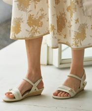【オンワード】 any SiS>シューズ 【23.0~24.5cm】リネン調ベルトプチウエッジ サンダル アイボリー 23.5 レディース