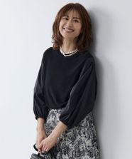 【オンワード】 自由区>トップス 【カタログ掲載・洗える】ハイツイストコットンアセテート異素材コンビ トップス ブラック×ブラック 38 レディース