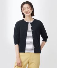 【オンワード】 J.PRESS LADIES>トップス 【洗える・抗菌防臭】COTTON ACETATE DRY クルーネック カーディガン ネイビー L レディース