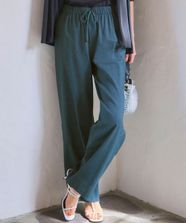 【オンワード】 23区>パンツ 【洗える】リネンレーヨンストレッチ ドロスト ワイド パンツ ダークグリーン 42 レディース
