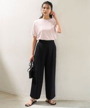 【オンワード】 UNFILO L（大きいサイズ）>パンツ 【接触冷感/UVケア】サマーセットアップ ワイドパンツ ブラック XXL レディース