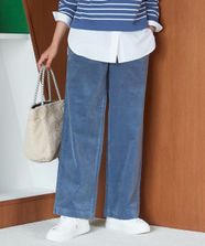 【オンワード】 23区 L（大きいサイズ）>パンツ 【洗える】23区DENIM ベルベットストレッチ ワイドパンツ ブルーグレー 46 レディース