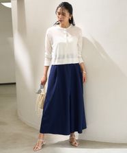 【オンワード】 UNFILO>パンツ 【撥水/UVカット】FINE MOVE SUCKER ラップパンツ ダークブルー XS レディース