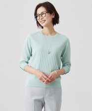 【オンワード】 J.PRESS LADIES>トップス 【洗える】Cotton Acetate ストライプ ニット プルオーバー ミント M レディース