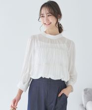 【オンワード】 any SiS>トップス 【洗える】シャーリングシアー ブラウス アイボリー 2 レディース