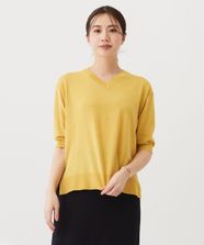 【オンワード】 J.PRESS LADIES>トップス 【洗える】COTTON LINEN Vネック ニット マリーゴールド F レディース