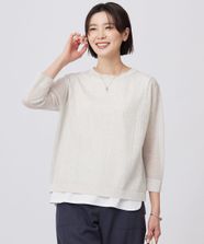 【オンワード】 J.PRESS LADIES L（大きいサイズ）>トップス 【WEB限定カラーあり・洗える】Vis/Peスパーク シアー ニット ナチュラル T13 レディース