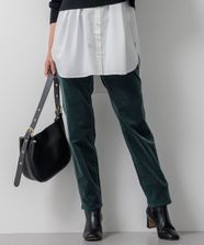 【オンワード】 23区 L（大きいサイズ）>パンツ 【洗える】23区DENIM ベルベットストレッチ ボーイズ テーパードパンツ [WEB限定]ダークグリーン 50 レディース