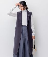 【オンワード】 23区 L（大きいサイズ）>ジャケット/アウター ウールリバー ロング ジレ グレー 46 レディース