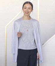 【オンワード】 J.PRESS LADIES>トップス セルロースジャージー ロング カーディガン サックスブルー L レディース